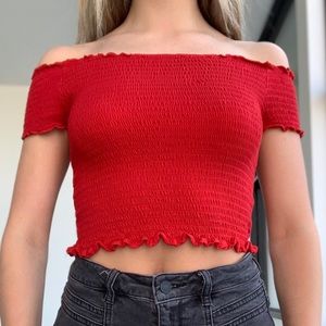 Red Off the shoulder Top ❥